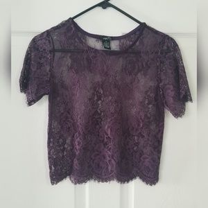Purple Lace Crop Top
